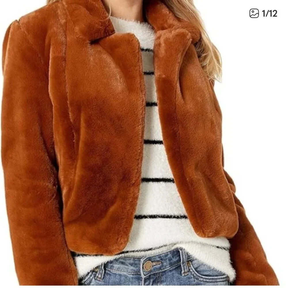 Blank NYC Silent Faux Fur Coat NWOT Nutmeg Size XS